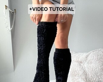 Meias de tricô com estampa de patas em pele sintética – Meias aconchegantes com estampa de animais (tutorial em vídeo, download em PDF)