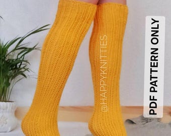 Meias Cano Alto Caneladas: Modelo de Tricô Sem Calcanhar, Ideal para Iniciantes (Download em PDF) Tutorial em Vídeo