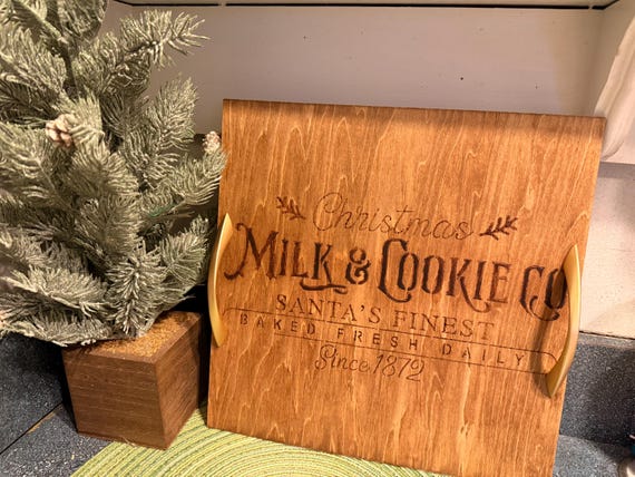Engraved Christmas Cookie Tray - Walnut Finishing
