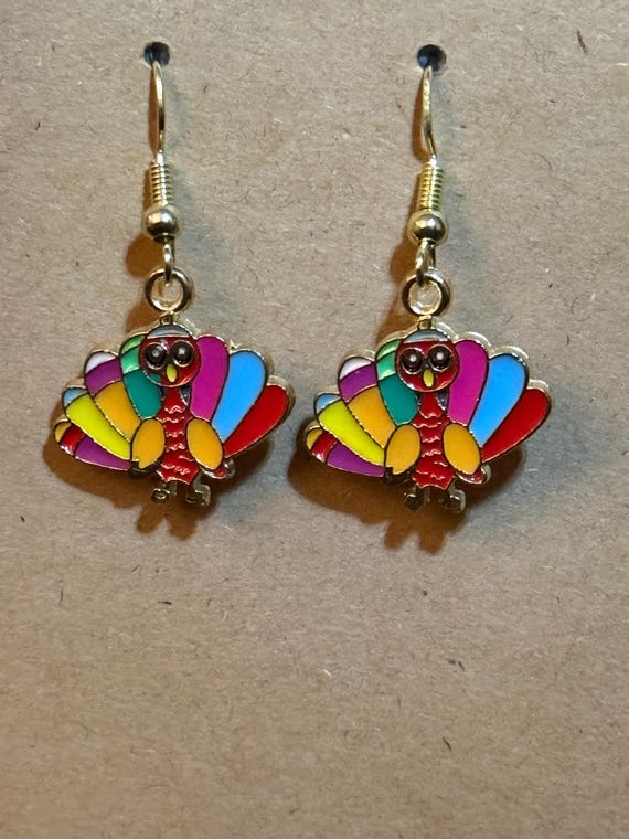 Colorful Turkey Dangle Earrings