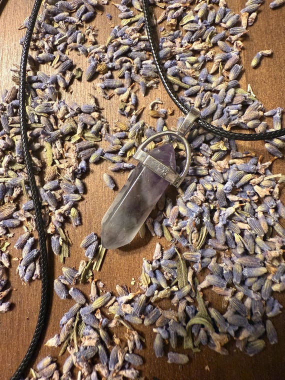 Amethyst Tower Necklace with Silver Detail