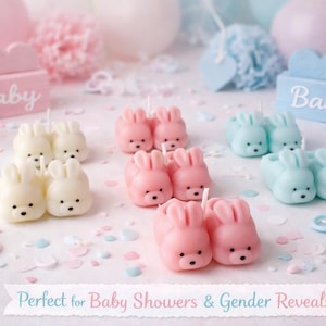 Gender Reveal Gifts For Guests- Mini Bunny Slipper Candles - Perfect for Baby Showers Parties!