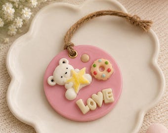 Cute Teddy Bear Wax Air Freshener | Handmade Hanging Scented Decor | Kawaii Room Freshener | Gift for Her | Car Air Freshener