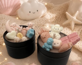 Cute Mini Dessert Candle | Handmade Soy Wax Candle | Kawaii Bear Candle | Aesthetic Home Decor | Gift Candle | Event Giveaway Candle