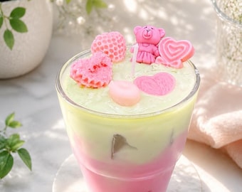 Strawberry Matcha Latte Candle | Handmade Dessert Candle | Cute Drink Candle | Kawaii Home Decor | Gift for Matcha Lovers
