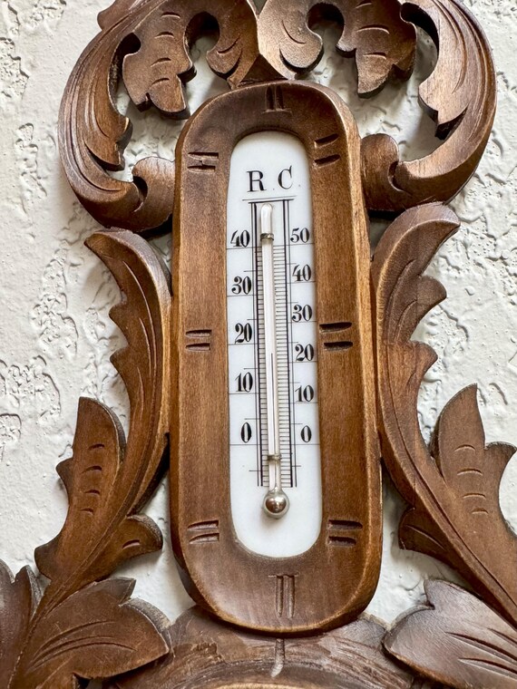 Antique Swiss W. Ecker Luzern Barometer Thermometer Carved Oak - Etsy