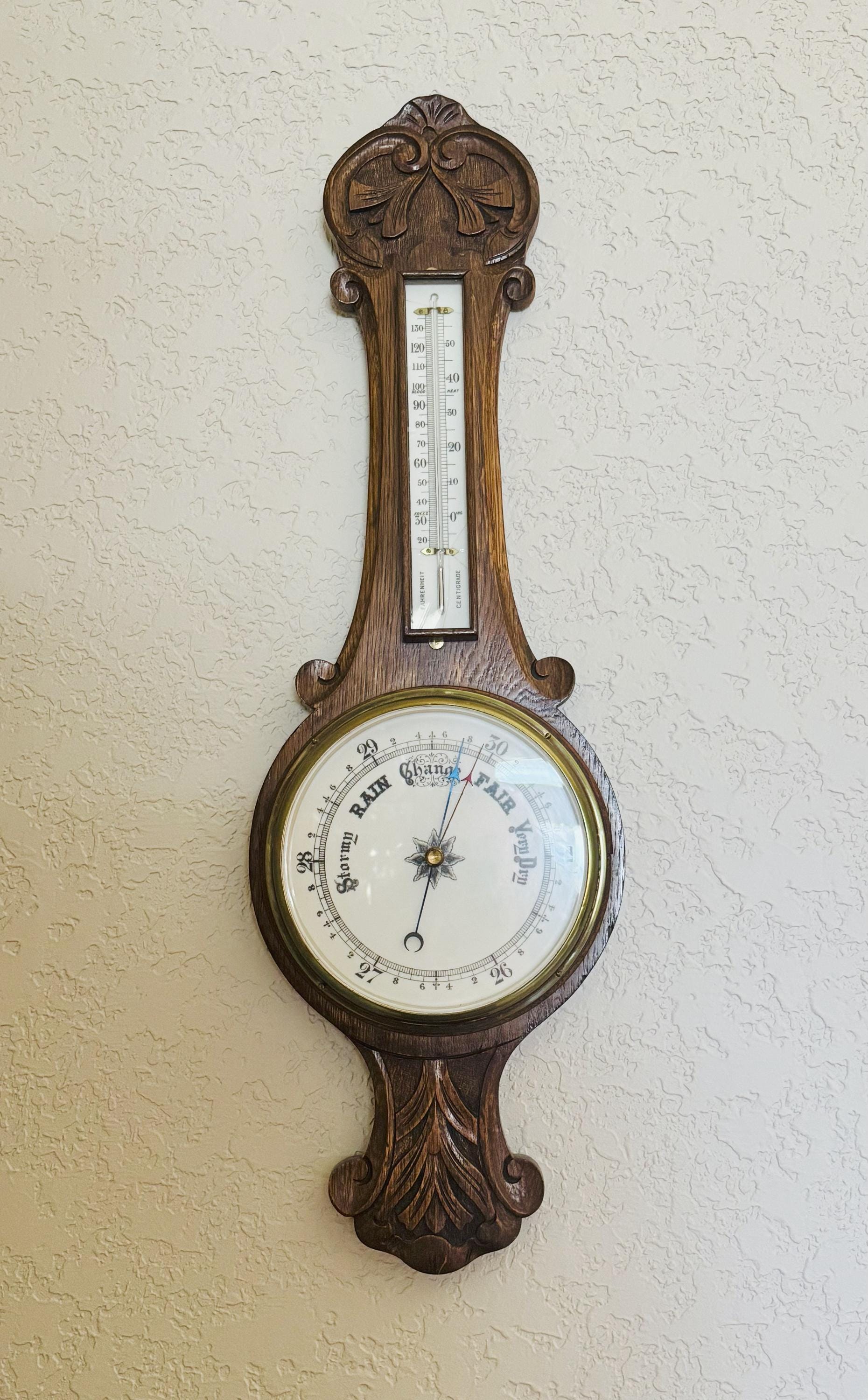 Beautiful Antique Victorian Carved Oak Banjo Barometer - Etsy