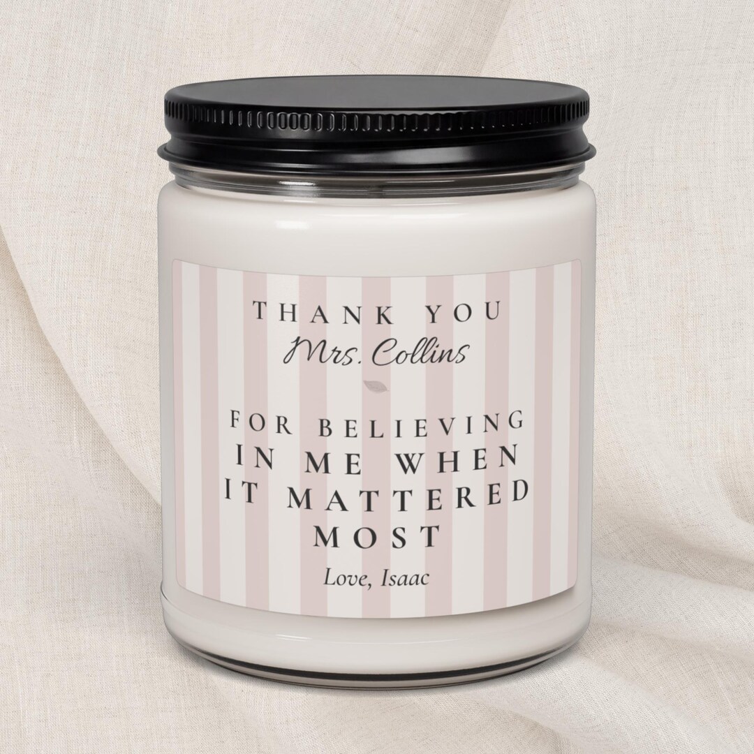 Personalized Teacher Candle Gift End of School Year Teacher Thank You ...