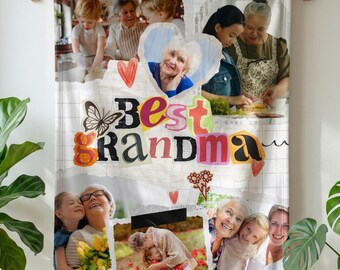 Custom Photo Collage Blanket for Grandma, Personalized Memories Blanket, Grandmother Gift, Photo Gift for Her, Nana Keepsake