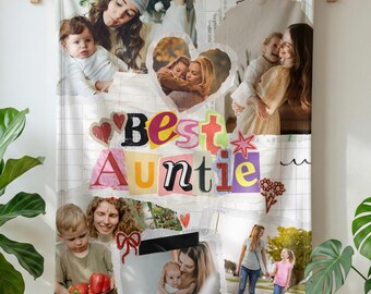 Custom Photo Collage Blanket for Auntie, Personalized Memories Blanket, Aunt Gift, Photo Gift for Her, Auntie Keepsake