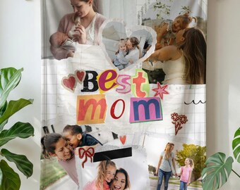 Custom Photo Collage Blanket for Mom, Personalized Memories Blanket, Mother Gift, Photo Gift for Her, Mom Keepsake