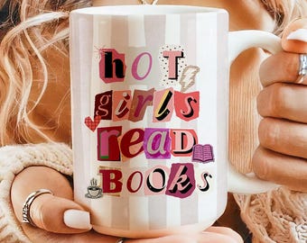Hot Girls Read Books Mug, Aesthetic Book Lover Coffee Cup, Funny Reader Gift for Her, Book Club Ceramic Mug