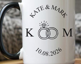 Personalized Engagement Mug Custom Future Mr And Mrs Gift, Wedding Announcement Coffee Cup, Bridal Shower Gift For Couple Keepsake