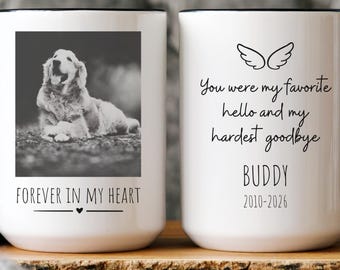 Custom Pet Portrait Mug, Personalized Dog or Cat Memorial Gift, Pet Loss Sympathy Mug, Remembrance Coffee Cup from Photo