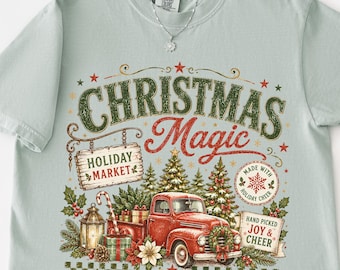 Christmas Magic Shirt, Vintage Christmas Truck Tee, Comfort Colors Christmas Shirt, Retro Holiday Graphic Tee, Christmas Tree Farm Gift