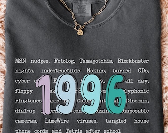 1996 Shirt 30th birthday shirt Retro 90s Nostalgia Tee Millennial Humor Shirt Vintage Y2K Graphic Tee Funny 90s Kid Gift Nostalgic Tee