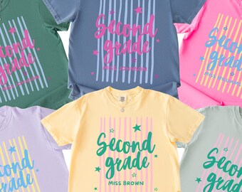 Comfort Colors Custom Second Grade Teacher Shirt, 2nd Grade Teacher Team Shirts, Personalized Second Grade Shirt, Gift For New Teacher