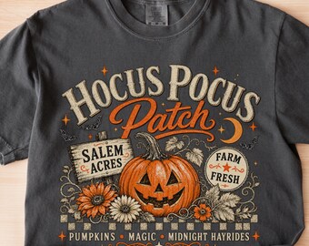 Hocus Pocus Shirt, Vintage Halloween Pumpkin Tee, Comfort Colors Halloween Shirt, Retro Witchy Fall Shirt, Salem Halloween Gift for Her