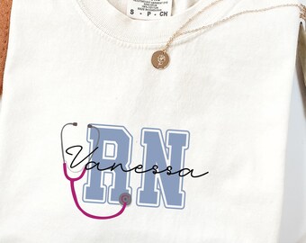 Personalized RN Shirt Custom Nurse Gift Medical Apparel, Nurse Appreciation Tee For Healthcare Workers, Nursing School Gift Idea Outfit