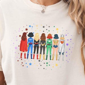 Camiseta de superhéroe femenina, camiseta Girl Power, estilo cómic imagen 1