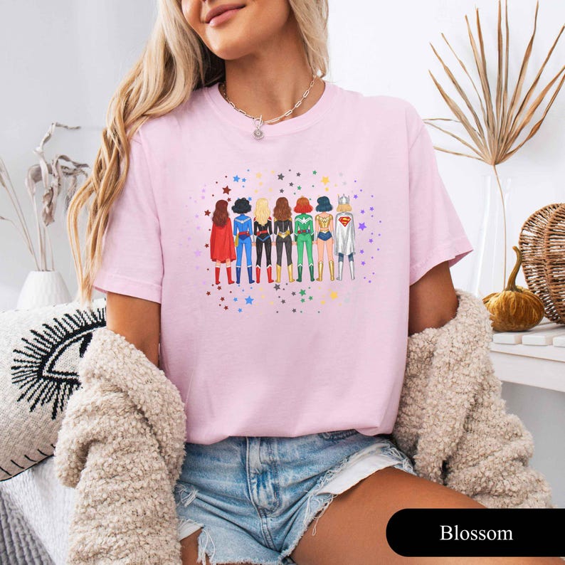 Camiseta de superhéroe femenina, camiseta Girl Power, estilo cómic imagen 2
