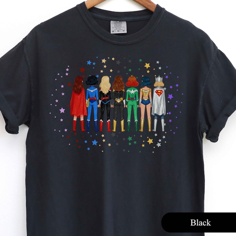 Camiseta de superhéroe femenina, camiseta Girl Power, estilo cómic imagen 3