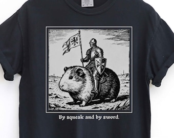 Camiseta gráfica del Caballero de la Conejilla de Indias: Camiseta con arte animal peculiar