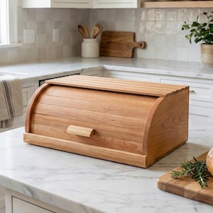 Classic Wooden Bread Box Beech 17.3×10.6×6.7"