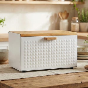 竹製の蓋付きスカンジナビア風ブレッドボックス