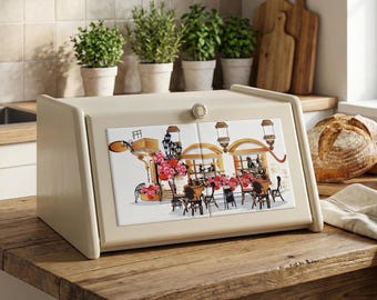 Panera de madera estilo cafetería, 40,6 x 30,5 x 21,1 cm, madera de aliso