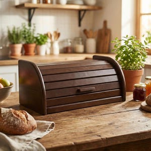 Handgjord brödlåda i trä, 40,5x30,5x20,5 cm (16×12×8 tum), chokladbrun brödlåda