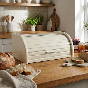 Panera de madera hecha a mano, 40,5 x 27,5 x 17,5 cm (15,9 x 10,8 x 6,9 pulgadas), color blanco