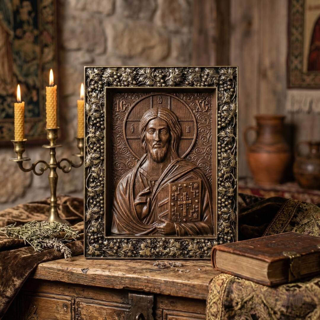 Wooden Jesus Christ Icon 11x13.8 In, Hand Carved Orthodox Icon - Etsy