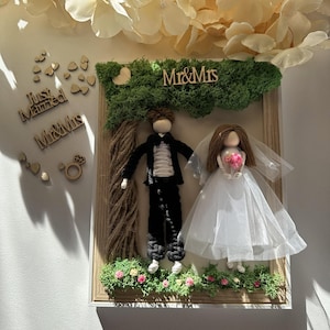 Makramee-Bilderrahmen für Brautpaare – Wandbild „Mr & Mrs“, handgefertigtes Hochzeitsgeschenk, personalisierte Boho-Dekoration