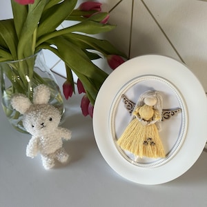 Macrame Angel Wall Decor, Boho Fiber Art, Handmade Gift for Her, Nursery Wall Art