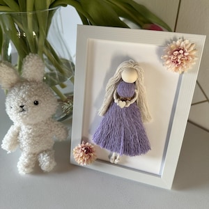 Purple Macrame Doll | Handmade Boho Wall Decor | Macrame Angel Doll | One of a Kind Gift
