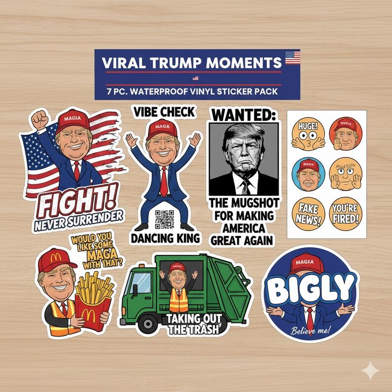 Donald Trump Cartoon Sticker Set – Political Humor PNG Stickers ...
