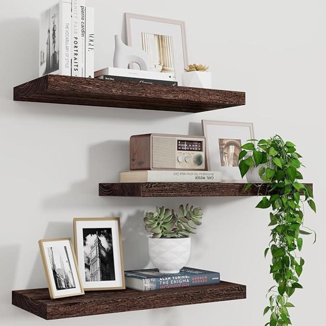 Handcrafted Shelf Handmade Rustic Wood Floating Shelves: Farmhouse Wall Decor, Wide ...
