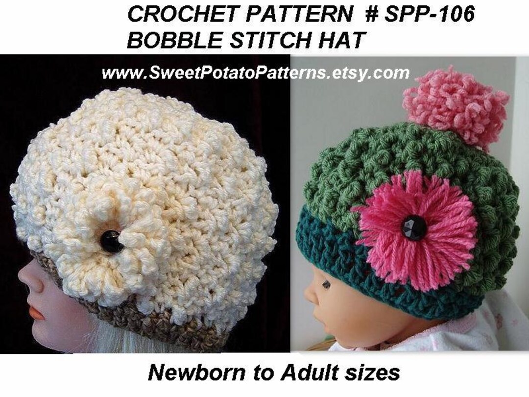 Instant Download PDF Crochet Pattern Bobble Stitch Hat SPP106 Baby to