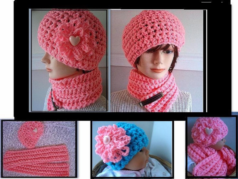 Instant Download PDF Crochet Pattern Hat and Scarf Set Quick and Easy