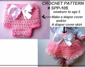 Instant Download PDF Pattern - Diaper Cover Skirt Set - SPP-105    Newborn to age 3. Baby clothing pattern.