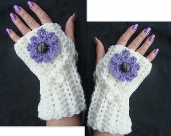 Crochet Pattern - Fingerless Gloves SPP-21 Instant Download PDF instructions for all 5 flowers shown in the photos..