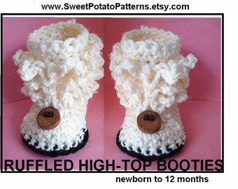 Instant Download PDF Crochet Pattern Baby Booties -  SPP-67A,  Age 1 to 5 yrs.