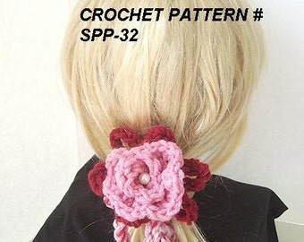 Instant Download PDF Crochet Pattern SPP-32.  Make your own headbands, hair ties, pony tail ties, barrettes, etc. make them any size
