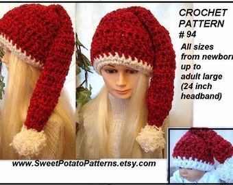 Instant Download PDF Crochet Pattern - Santa Hat SPP94, kids, women, teen, children, men,   boys,