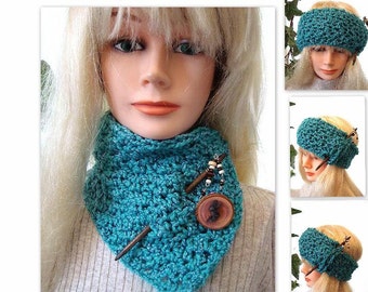 Crochet Pattern - Cowl or Head Wrap, Headband,  SPP-79, scarf, accessories, women, teens, Instant Download PDF