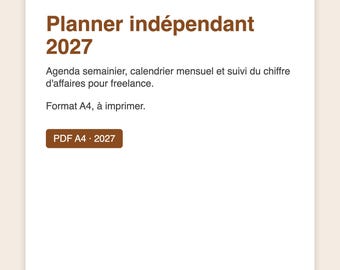 2027 Freelancer Planner Printable, A4 weekly planner PDF, monthly calendar, income tracker for self-employed and small business