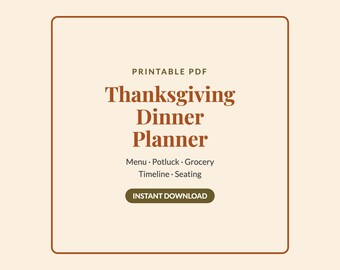 Thanksgiving-Dinnerplaner zum Ausdrucken, Menüplaner, Anmeldeliste für das Mitbring-Essen, Einkaufsliste, Kochzeitplan, Friendsgiving-Weihnachts-PDF