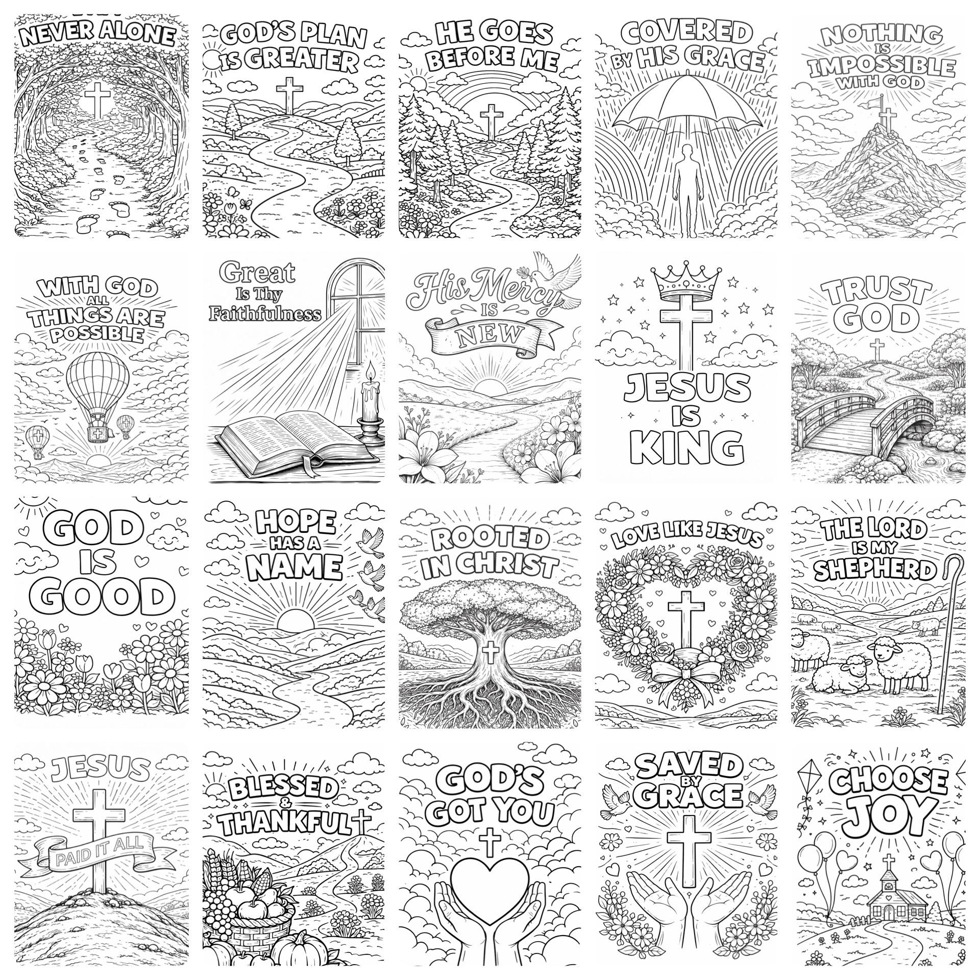 Christian Faith Inspirational Coloring Book: 50 Pages for Adults and ...