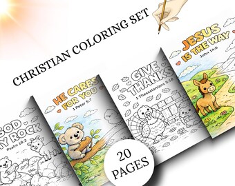 Christian Kids Bible Verse Coloring Pages: Set of 20 (Digital Download)